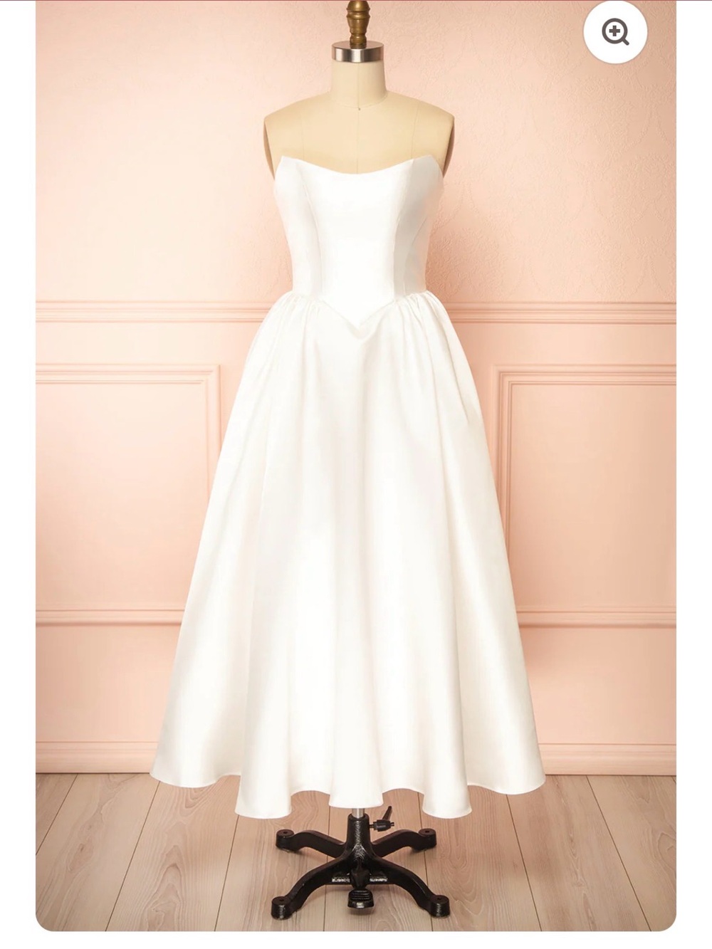 Thalania | Long White Satin Dress with Fitted Bodice and Pockets. Tags On. XS.